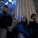 DJ Clint Westwood (right) and Ben Bremer (second from right) were longtime friends and bandmates in Language Arts Crew and Trashkannon when they started Terrible Tuesdays at Johnny V’s.