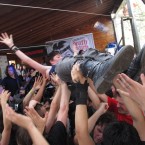 Crowd surfing at Thrasher's Texas Style Death Match party.