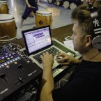 Goldenchyld of the Bangerz rehearses with San Jose Taiko before their June 15 performance. Photo by Aron Cooperman