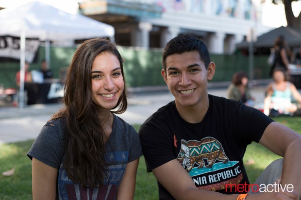 A happy pair at Music in the Park at Plaza de Cesar Chavez.
