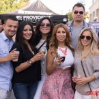 A group of festival attendees enjoy a drink at the Mountain View Art & Wine Festival.