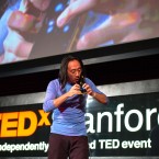 Ge Wang, assistant professor at the Center for Computer Research in Music and Acoustics, plays his iPhone. "Computer music isn't really about computers; it's about people."