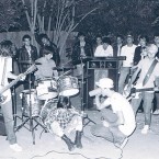 A young Lars Frederiksen literally holds down the rhythm section at this 1983 Faction show. Frederiksen would go on to join Rancid. Photo by Murray Bowles