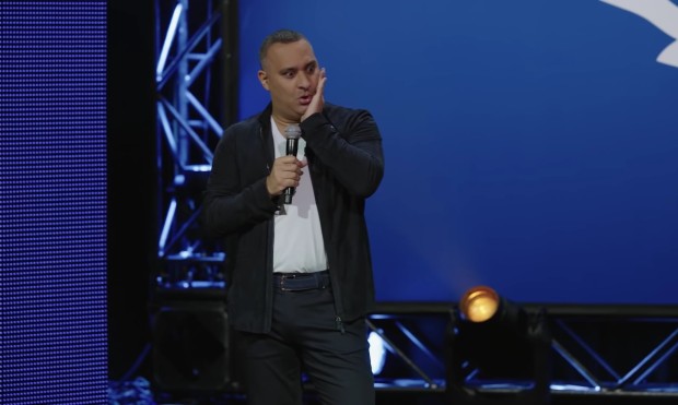 ALMOST FAMOUS: Stand-up star Russell Peters reacts brings it to the Improv this weekend.