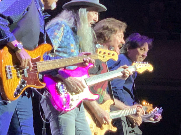 TAKIN' IT: San Jose's own pop sensations the Doobie Brothers perform at the Shoreline Amphitheatre.