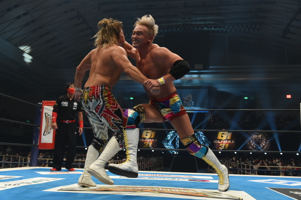 HOLD OUT: New Japan Pro Wrestling breakout star Kazuchika Okada introduces his opponent to the mat.