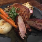 EAST/WEST: The breast meat in La Barrique’s Duck Two Way comes with perfectly crunchy skin.