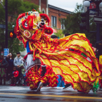 YEAR OF THE TIGER: KCC Urisawe and Rising Phoenix Lion Dance Association perform at The Museum of Art. Photo Credit: Vlad Victoria.